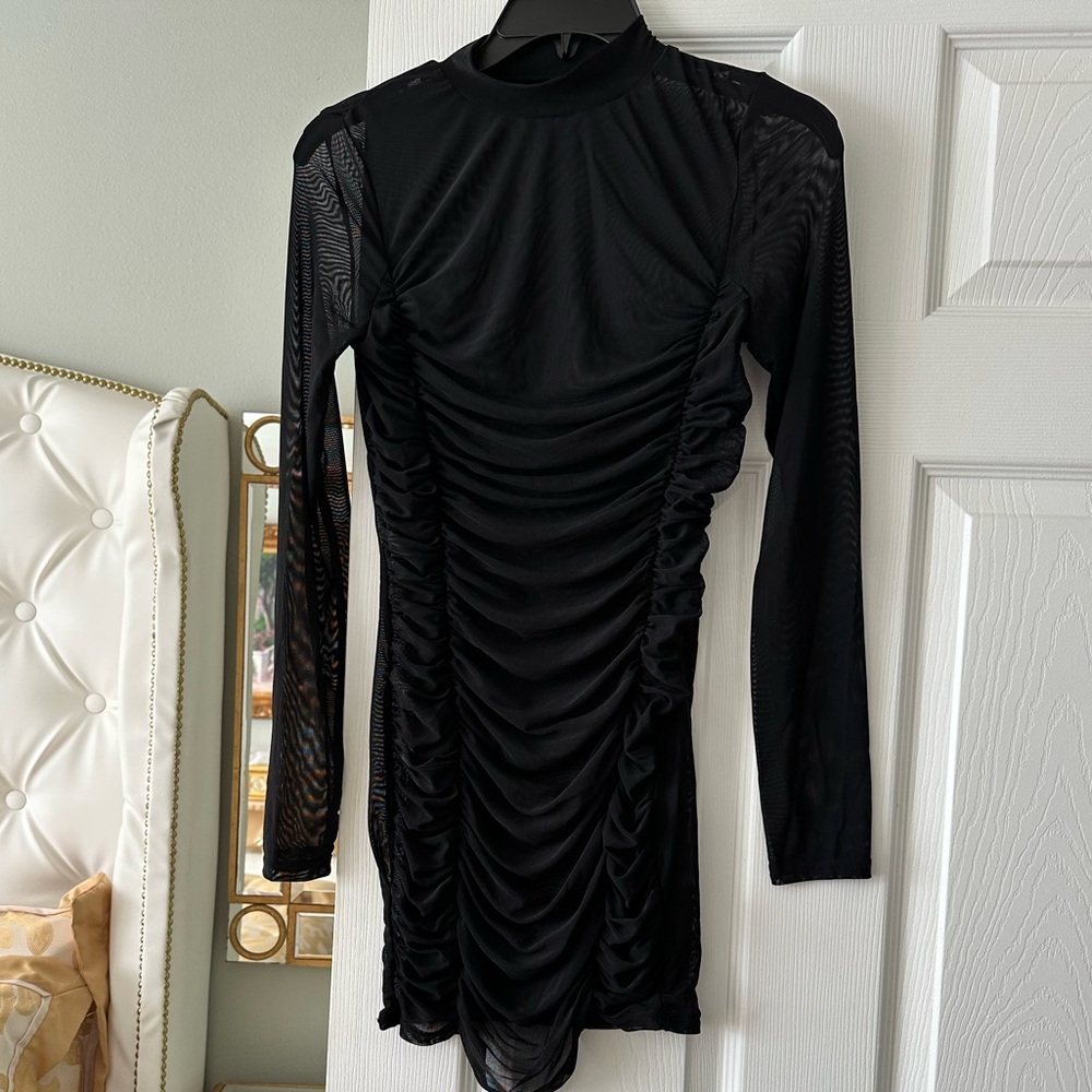 Sheer Black Ruched Top - Picture 2 of 4